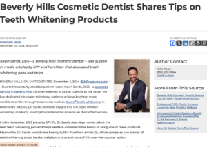 Beverly Hills Cosmetic Dentist featured in teeth whitening-related pieces by SPY and PureWow